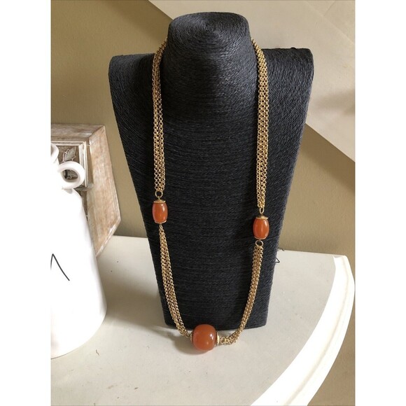 Liz Claiborne Vintage Yellow Gold Tone Rose Link 17” Statement Neckl… - Picture 1 of 4